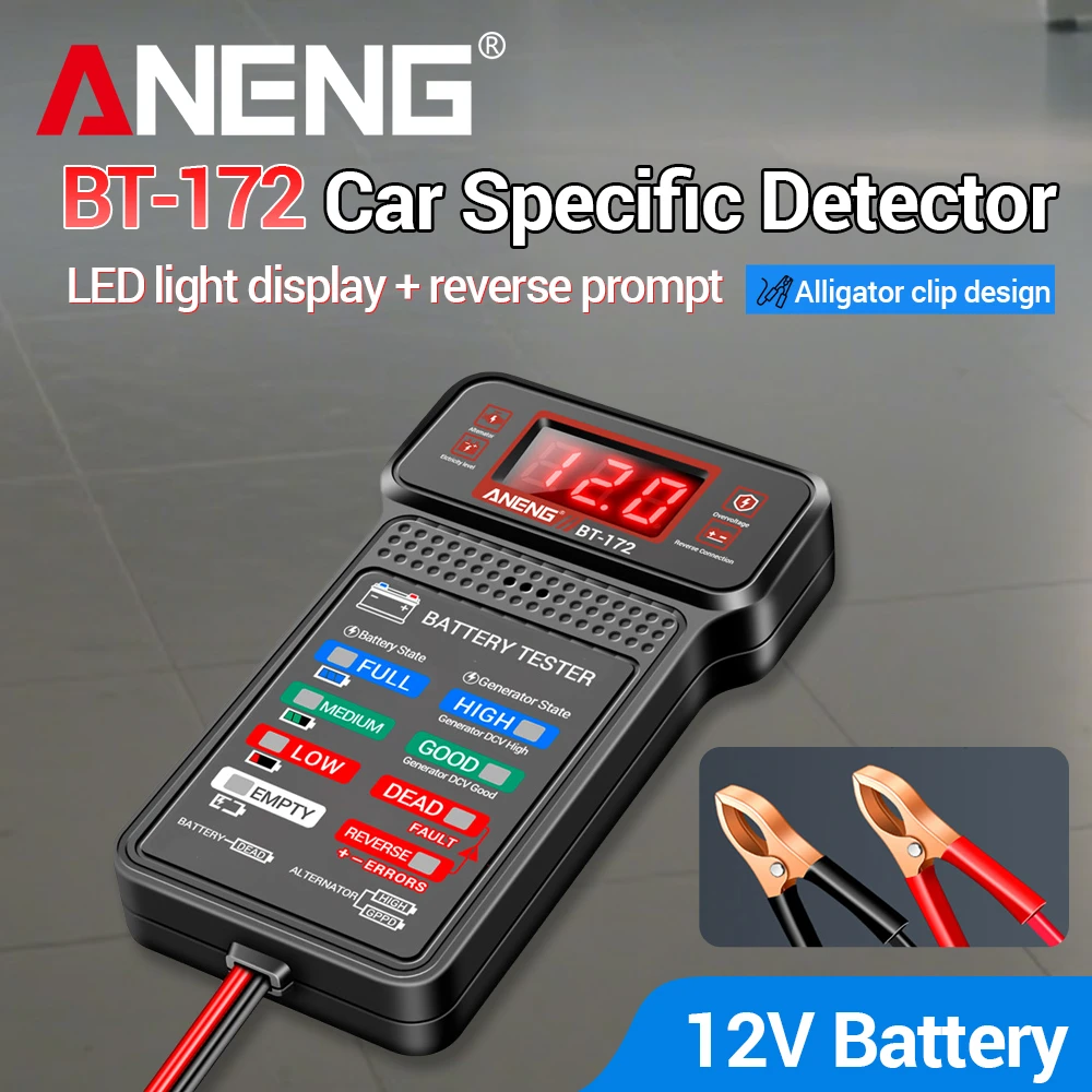 

Car Battery Monitor ANENG BT-172 Alternator Tester Automotive SOC Battery Health Analyzer Motorcycle Diagnostic Repair Tools