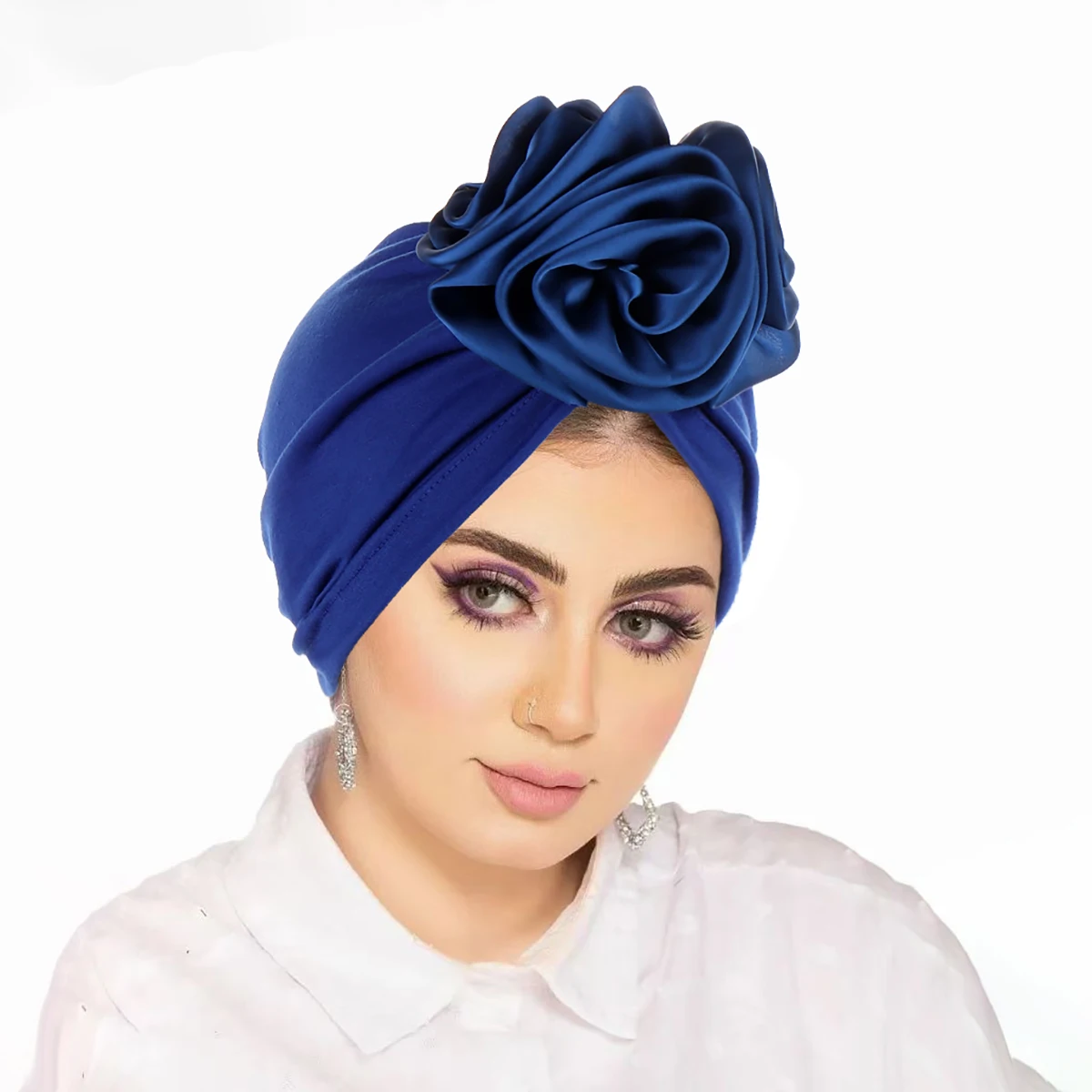 Chapeaux Hijab Turban à fleurs en Satin, nouvelle mode, enveloppe de tête africaine, chapeaux musulmans élastiques, casquette de chimio respirante pour femmes et filles, 2025