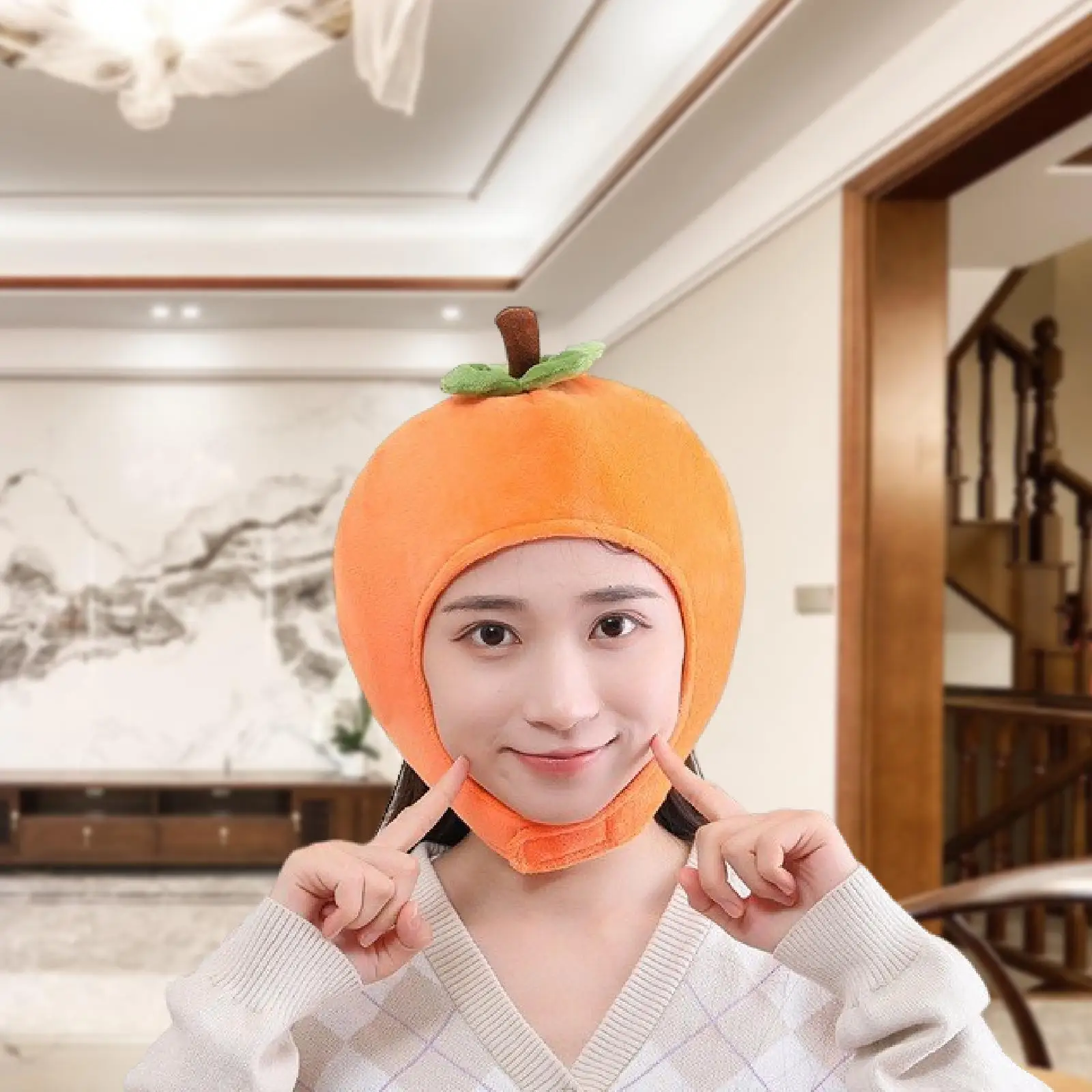 

Плюшевый головной убор с фруктами, шляпа для селфи, игрушка, забавный головной убор, шляпа с хурмой для косплея