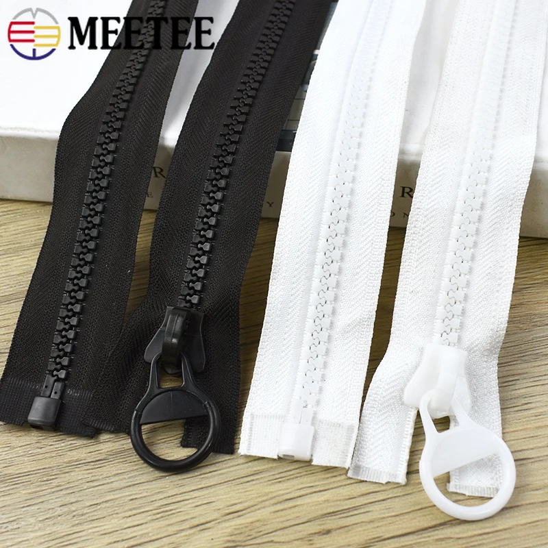 Meetee 1Pc 8# 60-300cm Resin Zippers Open-End Long Zips Big Zipper Down Jacket Tent Zip Closure Repair Kit Sewing Accessories