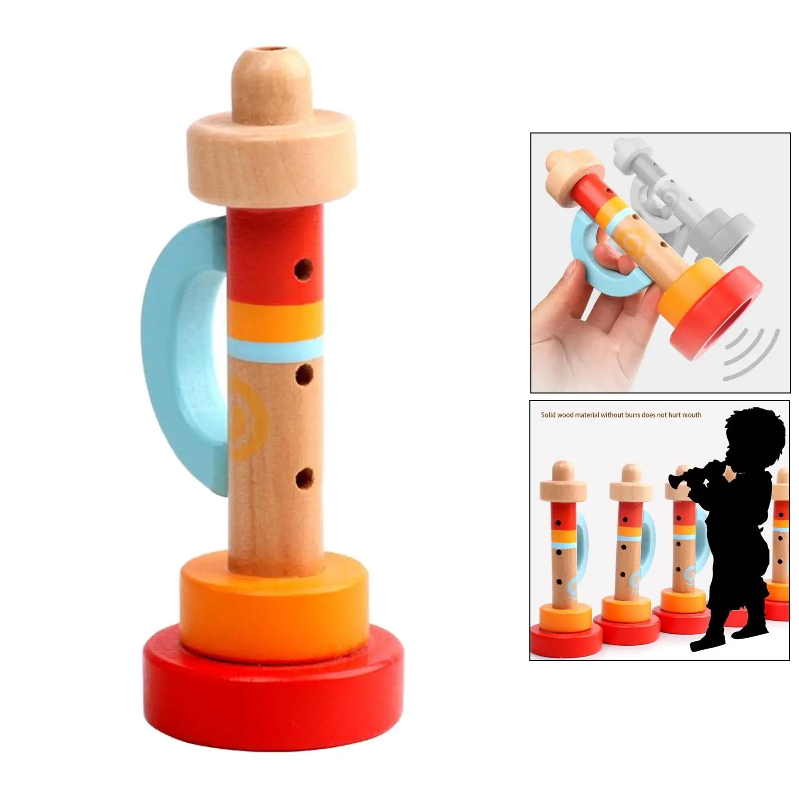 Durable and Practical Musical Toy Wooden Horn Hooter Trumpet Instruments Music Toys