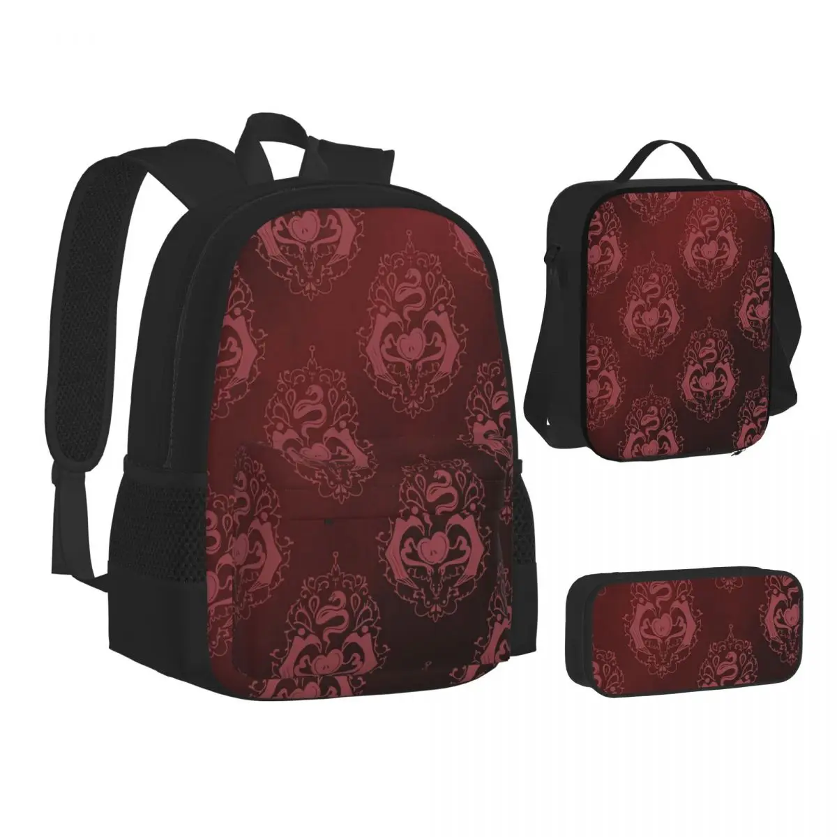 Hazbin Hotels Comedy Anime America Song And Dance Backpacks Bookbag School Bags Kids Rucksack Lunch Bag Pen Bag Three-Piece Set