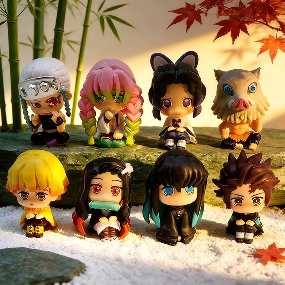 Neue Posket Figuren Großhandel Demon Slayer Mini-Figuren 5er 10er 8er Sets Kimetsu No Yaiba Kleine PVC-Puppen Desktop-Dekoration