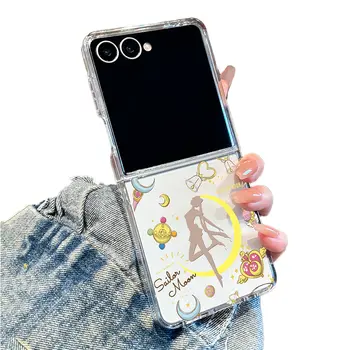 Průhledný silikonový kryt S-Sailors M-Moons pro Samsung Galaxy Z Flip 7 6 5 4 3 2 1 s měkkými okraji, odolný proti pádům 10 nejlepší prodej Flipové pouzdro Sailor Moon pro Samsung Galaxy Z - №3