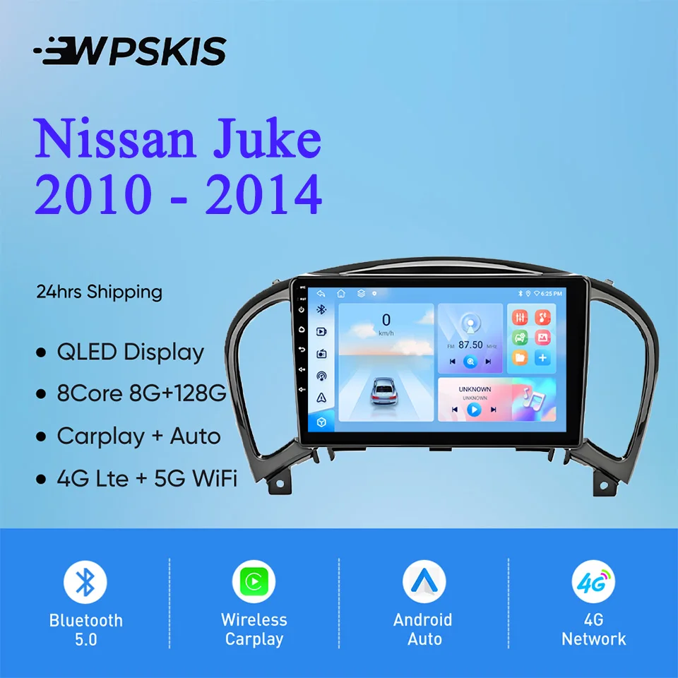 

Android14 8G+128G For Nissan Juke 2010 - 2014 Car Auto Radio Stereo Multimedia PC Tablet Tape Recorder GPS Navigation HU Carplay