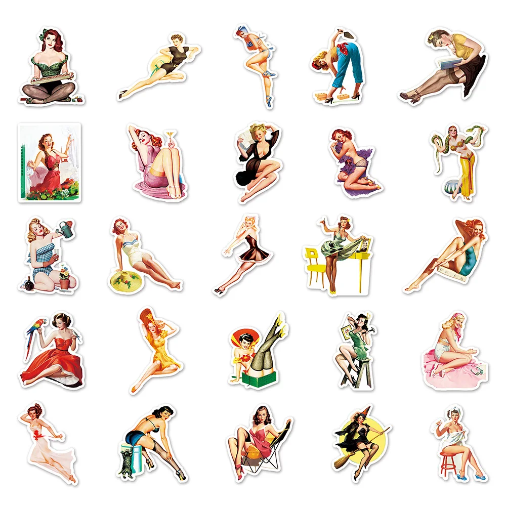 10/30/50pcs Old School Tattoo Style Decal Graffiti Retro Pinup Girl Cool Sticker for Laptop DIY Luggage Guitar Kid\'s Sticker Toy