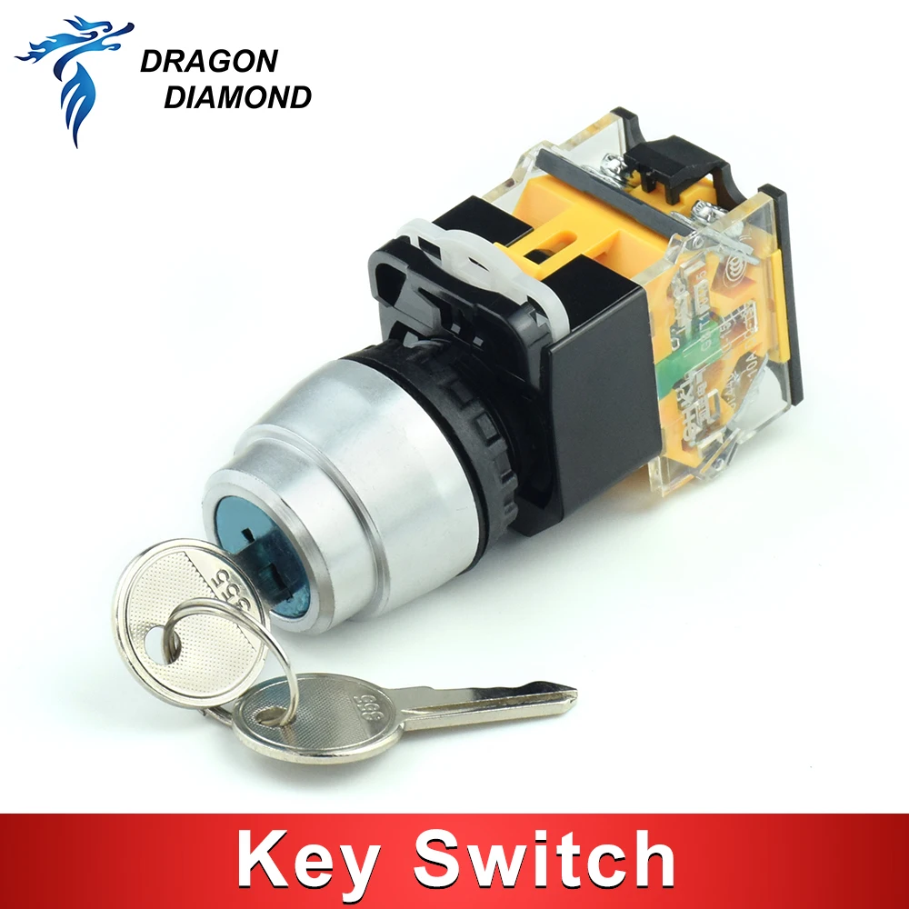 22mm Key rotary Switch LAY7 Start System Push Button for CO2 Laser Engraver & Cutting Machine