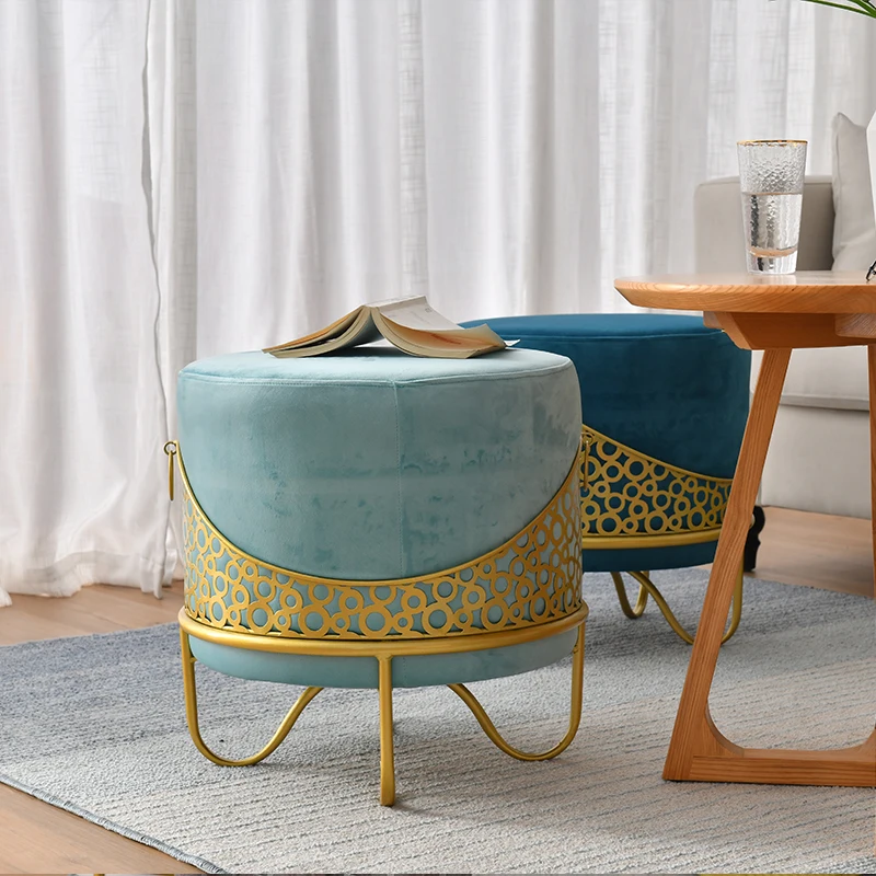 Nordic low stool creative circular stool modern clothing store circular sofa stool personalized home fabric