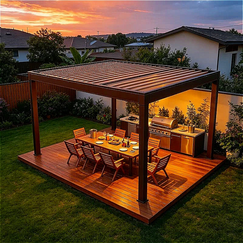 Villa Aluminum Pergola 4x4m Motorized Louvered Waterproof Roof for Garden Patio Backyard Carport Gazebo Customized Hot Sale