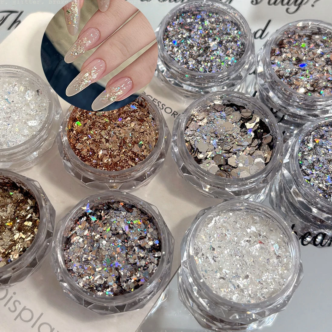 Ultradünne, glänzende Laser-Unregelmäßige Pailletten, Glitzerpulver, Herz, Stern, Schmetterling, Mond, Charm, Nagelkunst, Zubehör, Dekorationen, Maniküre