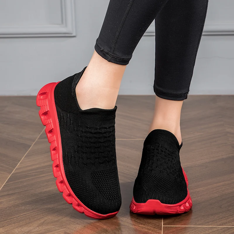 2024 New Men\'s Spring Casual Sneaker Breathable Ultralight Slip On Shoes Mesh Sock Mouth Jogging Athletic Damping Women sneakers