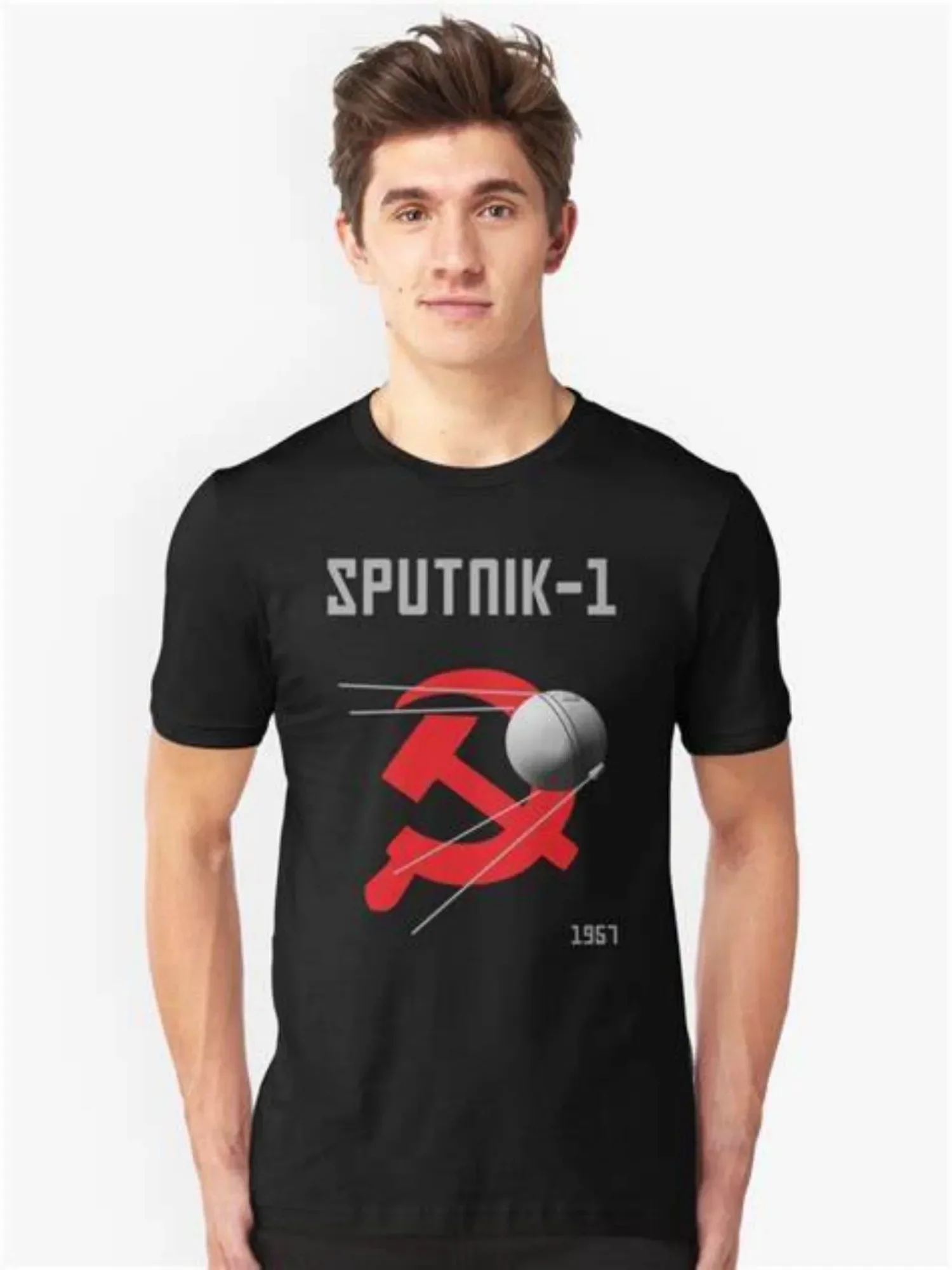 Soviet Space Sputnik 1 Artificial Earth Satellite T-Shirt 100% Cotton O-Neck Summer Short Sleeve Casual Mens T-shirt Size S-3XL