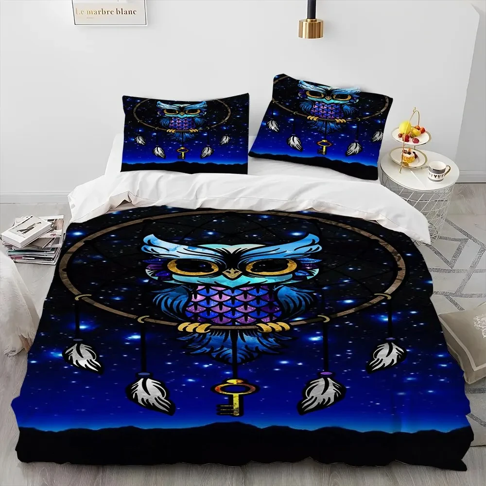 

Fashion DreamCatcher Feather Owl Bedding Set Duvet Cover Bed Set Quilt Cover Pillowcase Comforter king Queen Size Boys Adult