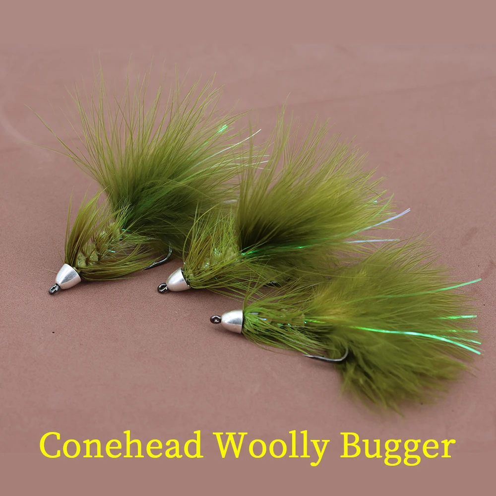 3/6 Uds Conehead Bugger lanoso el serpentín definitivo para ninfas, sanguijuela y imagitaciones de peces cebo anzuelo de púas pesca con mosca