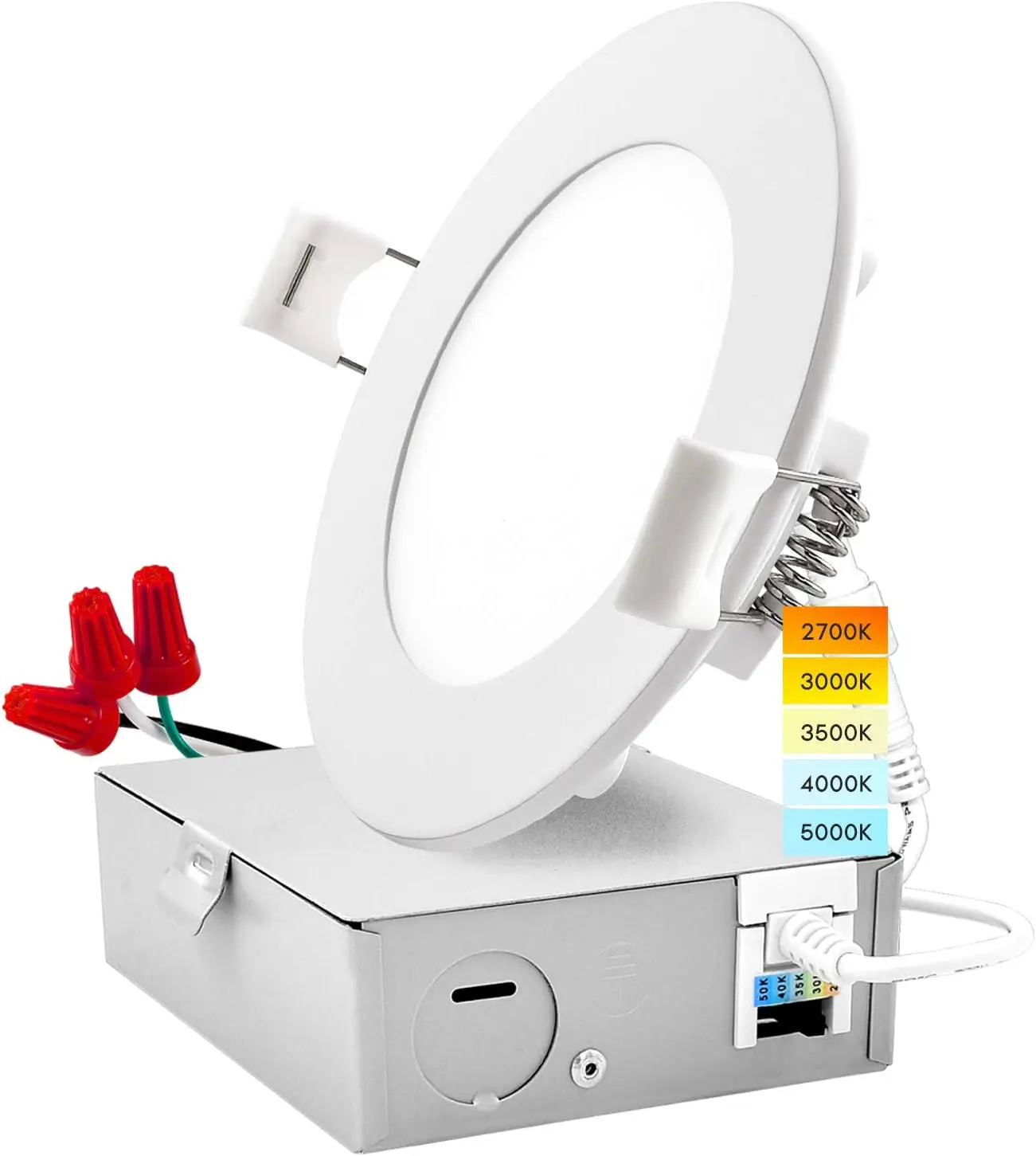 

4-дюймовый ультратонкий светодиодный встраиваемый светильник, 10 Вт, с регулируемой яркостью, 750 люмен, регулируемый CCT 2700–5000 К, ETL и сертификат энергетической звезды