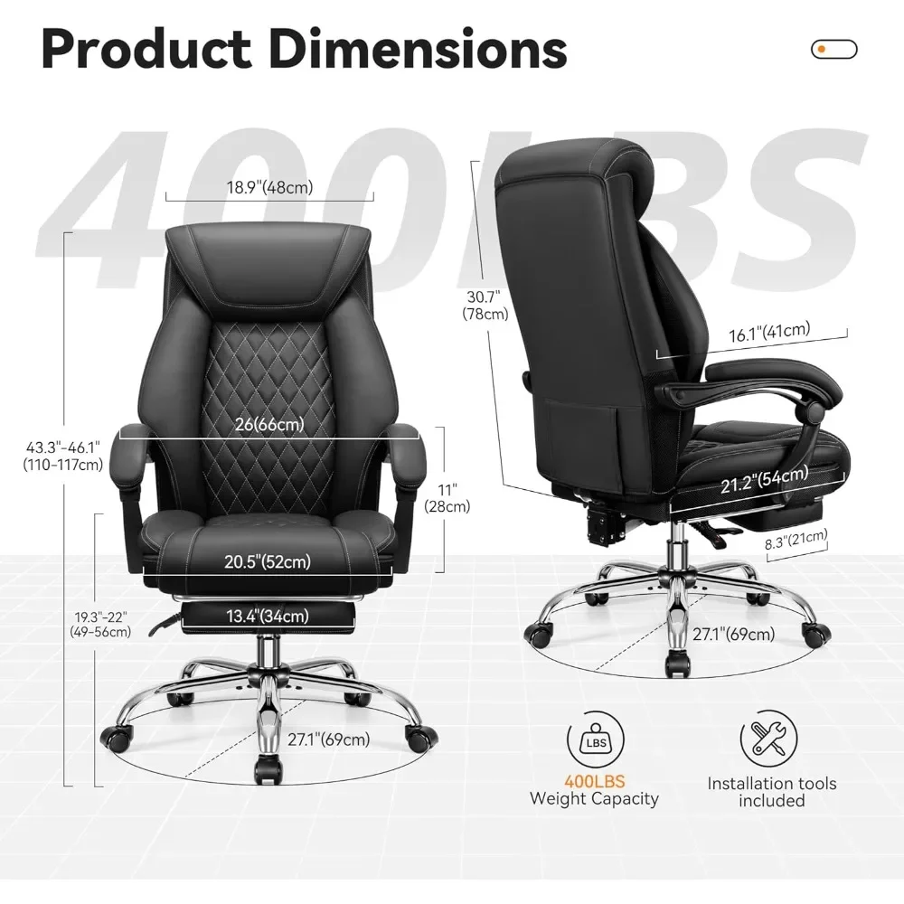 Adjustable High Back Executive Leather Office Chair - Ergonomic Lumbar Support for Big And Tall Users | Customized