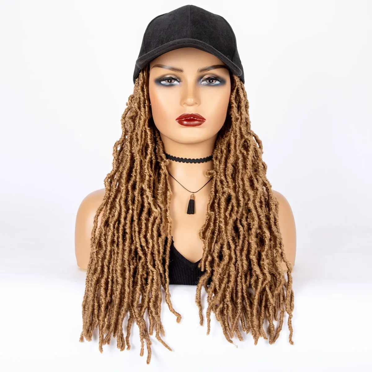 WIGERA Synthetische Geflochtene Baseball-Kappe 27# Perücke Weiche Nu Faux Loks Perücken Haar Extensions Mit Hut Für Afro Schwarz Frauen für Den