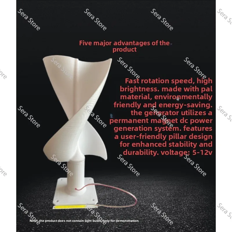 Spiral Vertical Axis Wind Turbine Model Low Wind Speed Start DIY Science Experiment Mini Wind Power LED Lamp