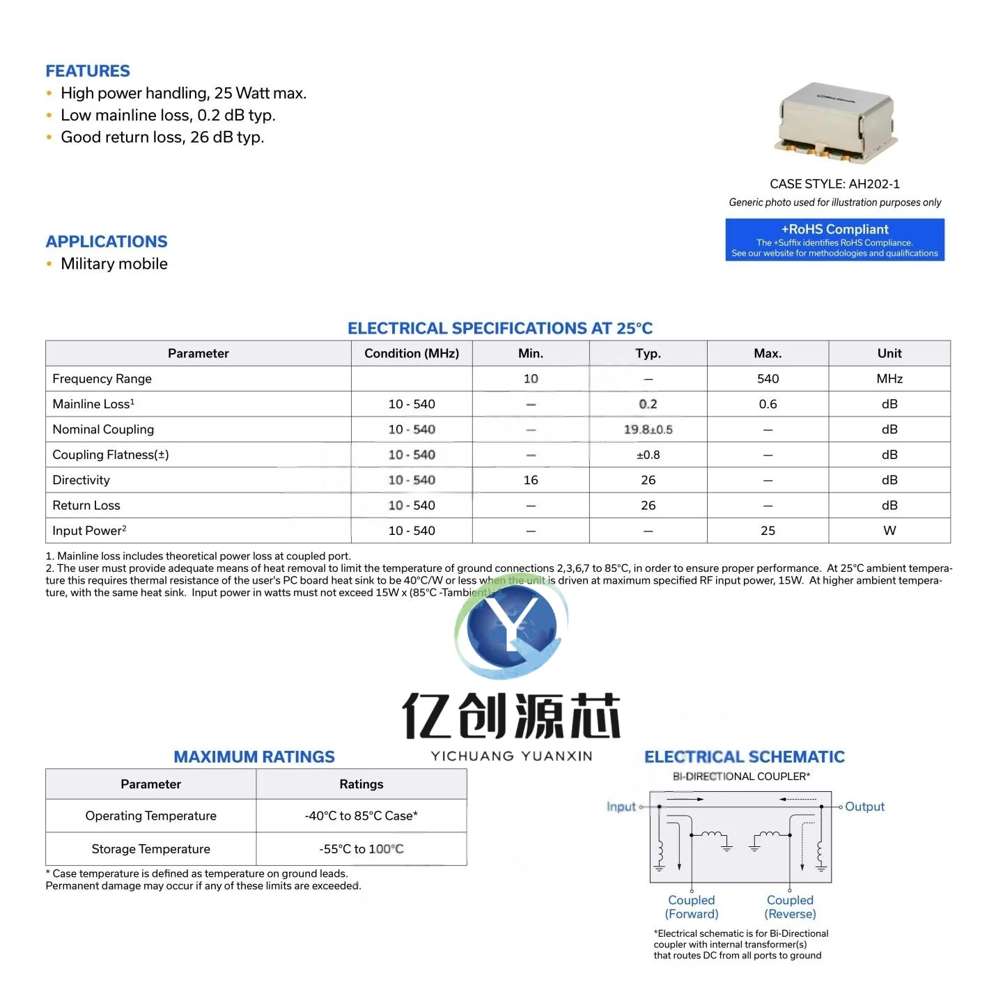 100% brand new original 19.8db bidirectional coupler SYDC-20-62HP+ AH202-1 10-540MHz mini