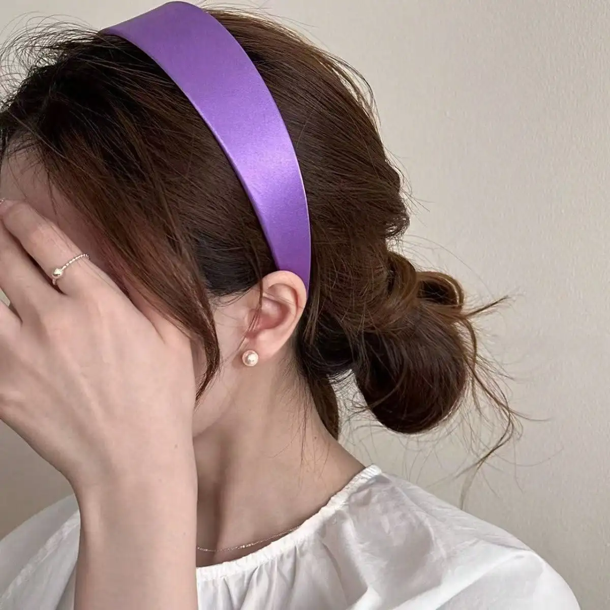 

Simple Satin Headband For Women High Crown Slim Face Hairband Daily Versatile Hair Accessory