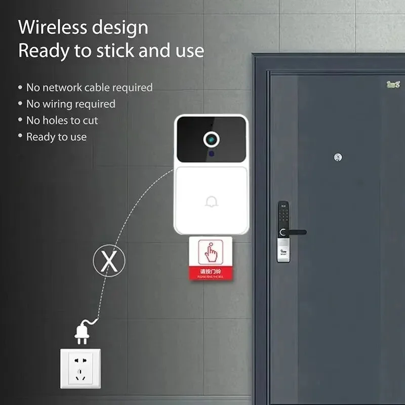 Timbre de puerta con vídeo WIFI, cámara inalámbrica de visión nocturna, seguridad inteligente para el hogar, timbre de puerta HD, intercomunicador bidireccional, cambio de voz para el hogar