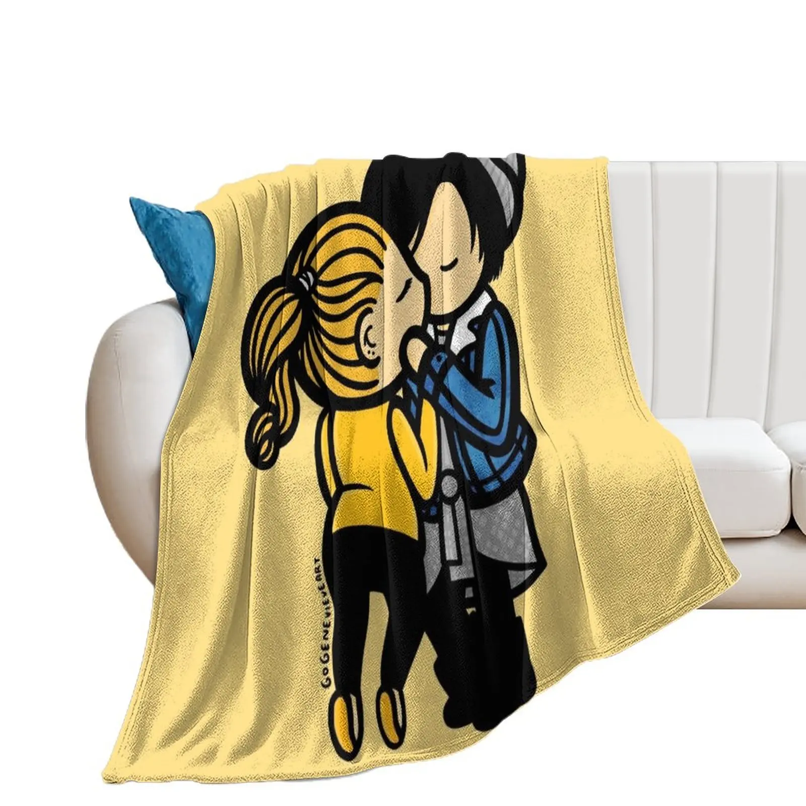 Blonde Girl and Raven Boy Kiss Kiss Throw Blanket Luxury Throw sofa bed Sofa Quilt Sleeping Bag Blankets