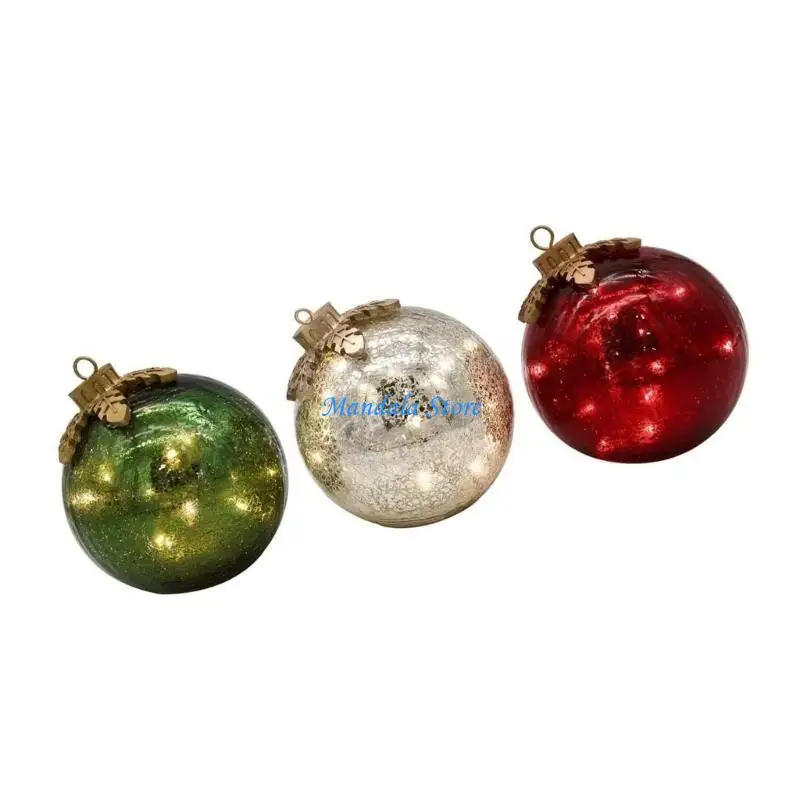 

U2JC Wireless Christmas Plastic Ball Decorations 3Pieces Battery Operated Tabletop Lighting