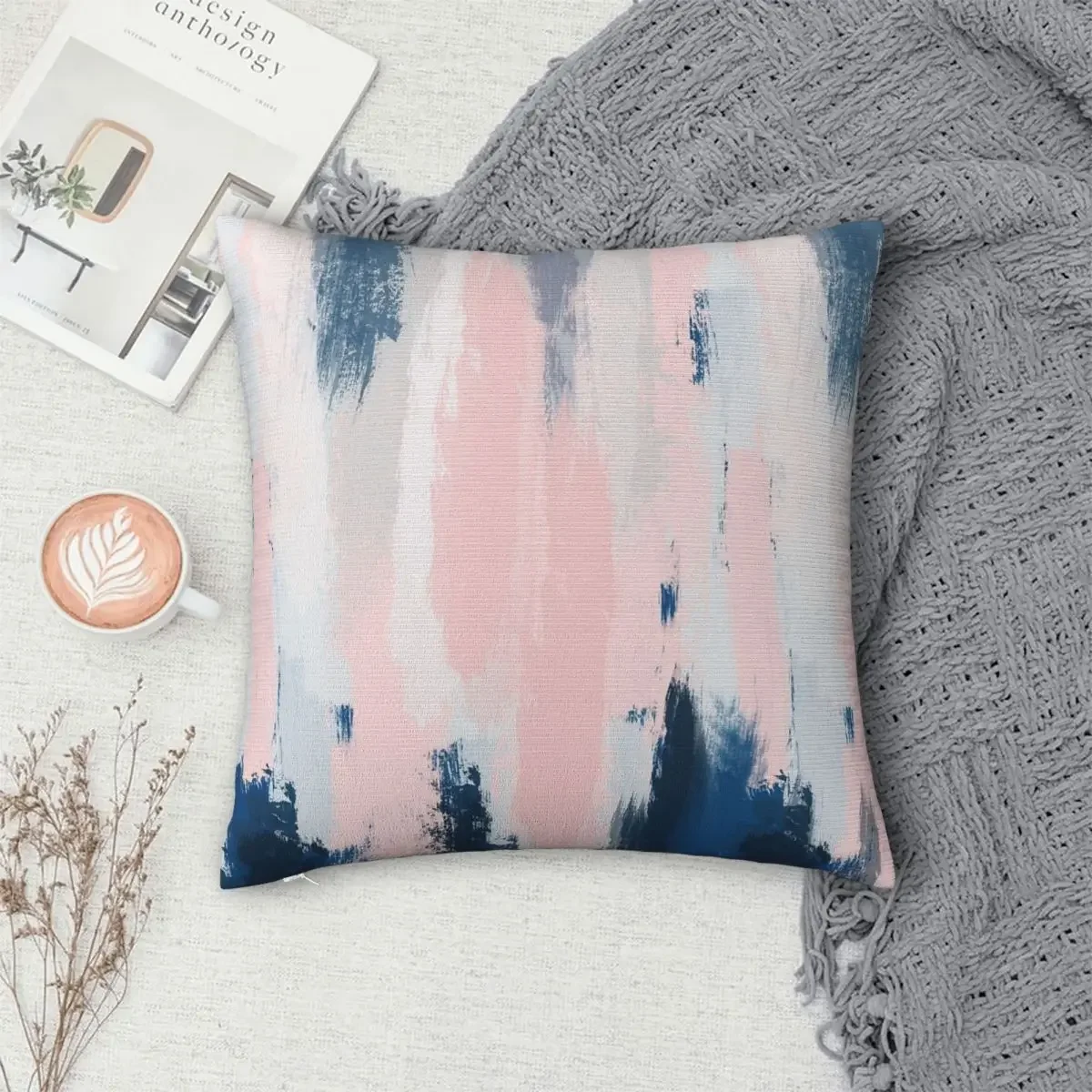 

Abstract Blush And Blue Pillowcase Polyester Pillows Cover Cushion Comfort Throw Pillow Sofa Decorative Cushions Used for Home