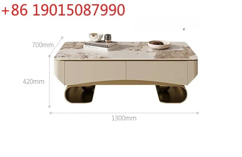 N Nordic medieval small apartment minimalist modern rock panel TV cabinet coffee table