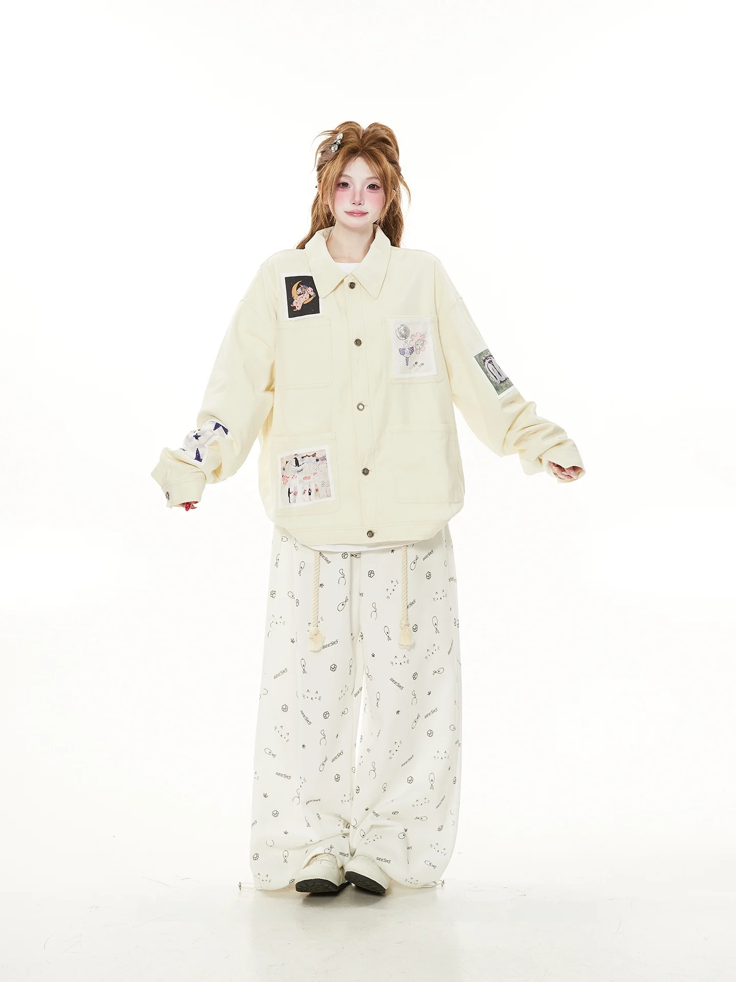 

Женская свободная джинсовая куртка adu с пэчворком и вышивкой, персикового цвета, весна-осень, новая модель, парная куртка, премиум-класс