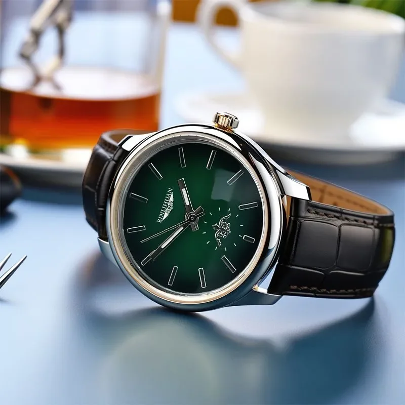 ساعة كوارتز رجال الأعمال الفاخرة مقاوم للماء حزام من الجلد العلامة التجارية الأعلى ساعة اليد وسيم ساعة رجالية للأعمال 2025 جديد