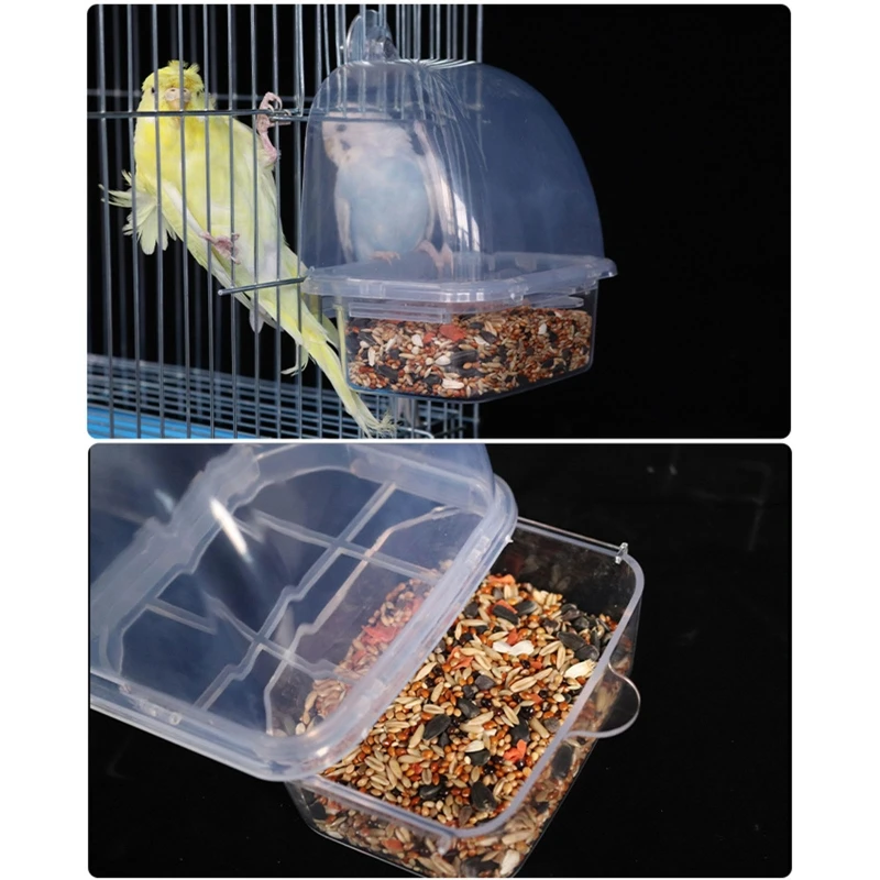 Bird Feeder for Budgerigar Canary Parrot Finches Parakeet Seed Food Container Food Grade Plastic Easy to Install Durable