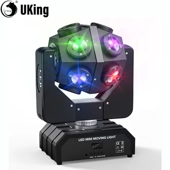 U'King 150W Fascio di Luci a Testa Mobile 12X12W LED RGBW Rotante DJ Luce DMX512 Luce Stroboscopica da Palcoscenico per Party DJ Disco Matrimonio