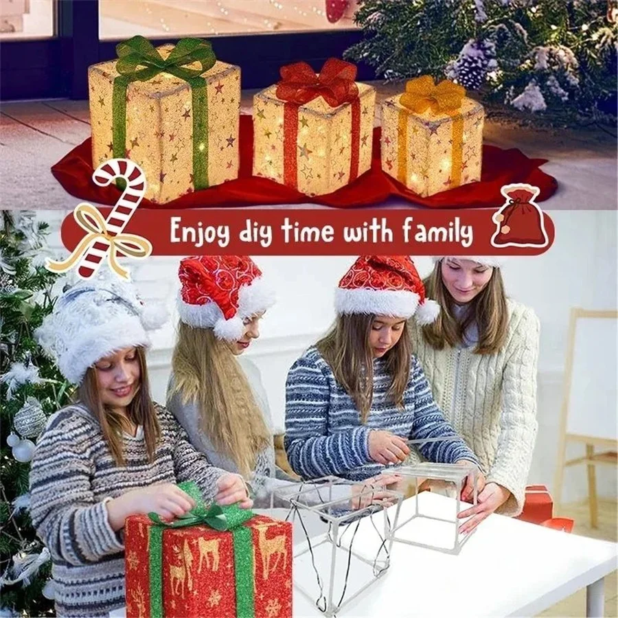 Luces Led de caja de regalo de Navidad, iluminación de vacaciones, Control remoto, 8 modos, luces de hadas para fiesta de boda, decoraciones de árboles de Navidad