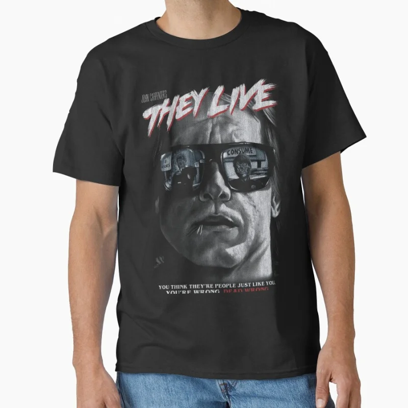 

90s horror monster ghost Retro movie They live John Carpenter Scary Haloween Gift t shirt Large size Tops Scifi Graphic Clothes