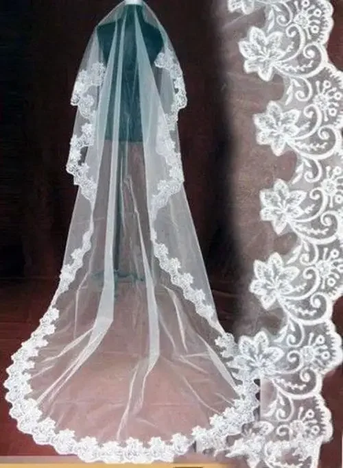 

New Arrival Cheap Wedding 3M Long Veil Accessory Lace Bridal Veils White Bride 2023