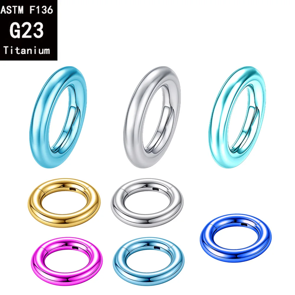 Titan nach ASTM F136, eloxiert, Einzel-Scharnier-Clicker, 4G 6G 8G 10G Segment Septum Nasenpiercing, große Größe, Körperschmuck