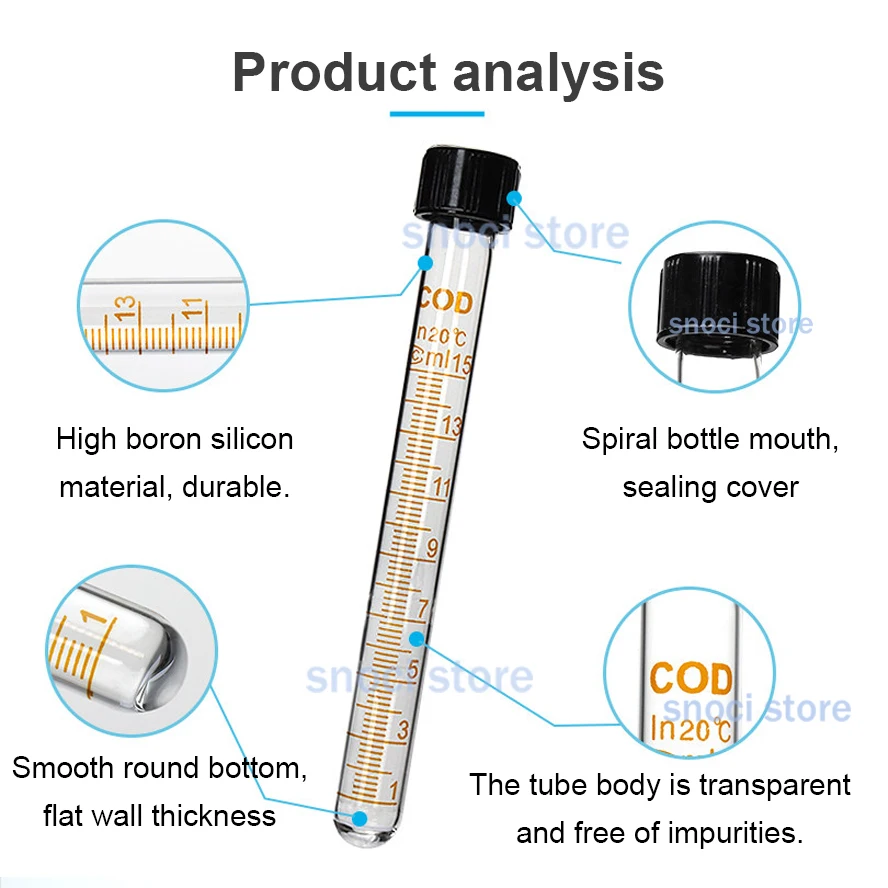 2Pcs Glass test tube COD digestion tube Colorimetric tube reaction tube hydrolysis tube High temperature resistance