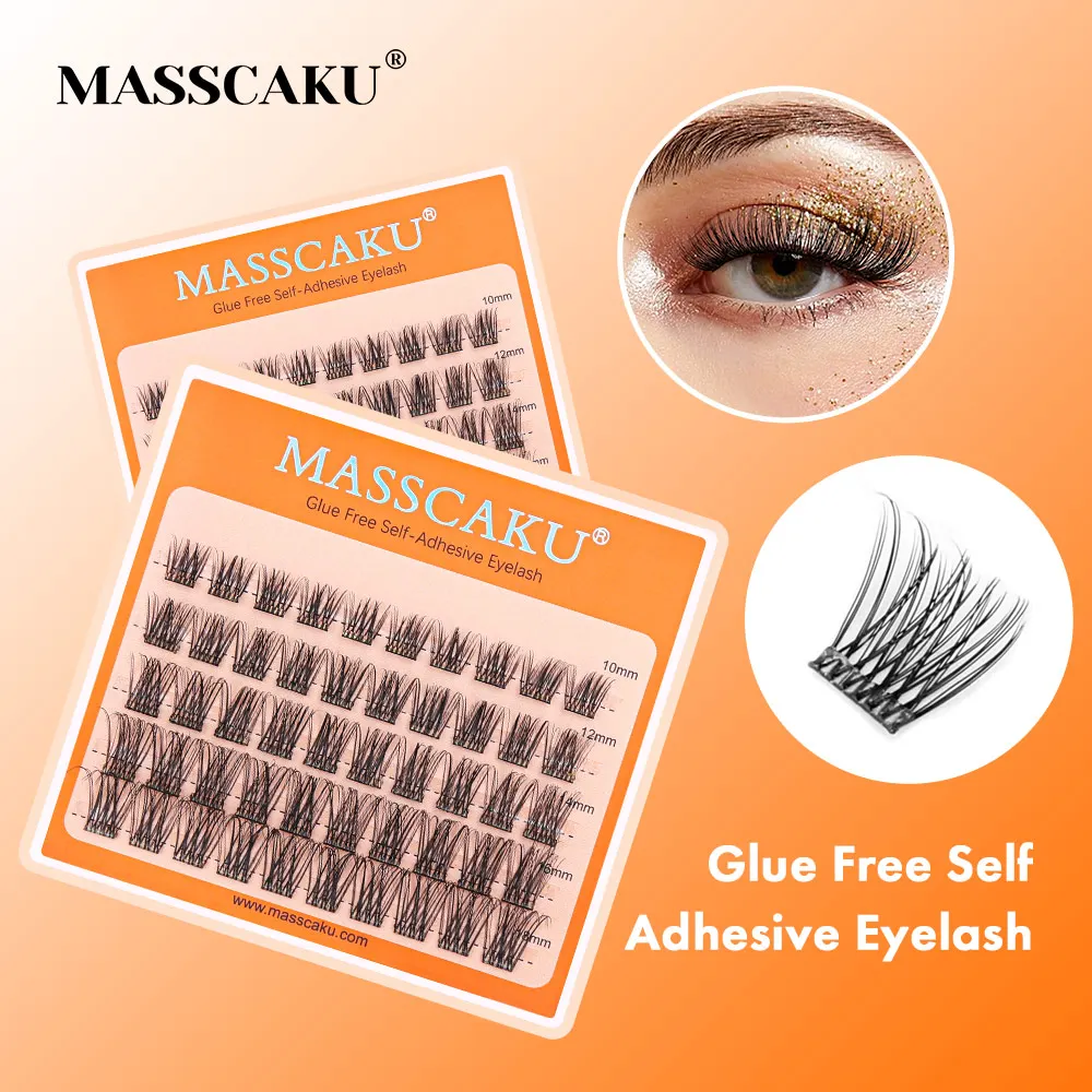 New MASSCAKU Glue-Free DIY Cluster Individual Eyelash Extension for Makeup Enthusiasts Soft False Eyelashes Daily Makeup