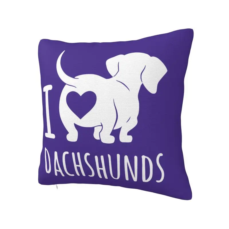 I Love Dachshunds Throw Pillow Case Decorative Badger Sausage Wiener Dog Luxury Cushion Cover Soft Pillowcase