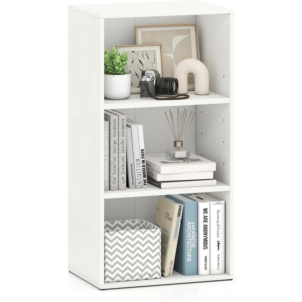3 Tier Bookshelf, White 3 Shelves Open Cube Storage Organizer Cabinet, Multi-functional Home Office Bedroom Furniture Display Bo