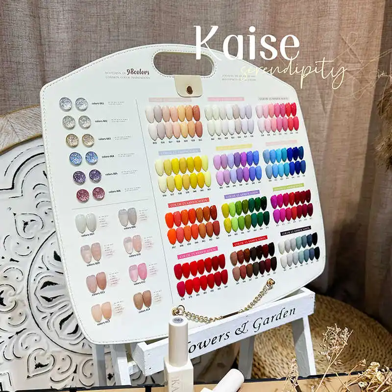 Kaise-プロのネイルアート用の無地のUVジェルセット,無毒,卸売り,特別オファー,98色,新しいファッション,2024