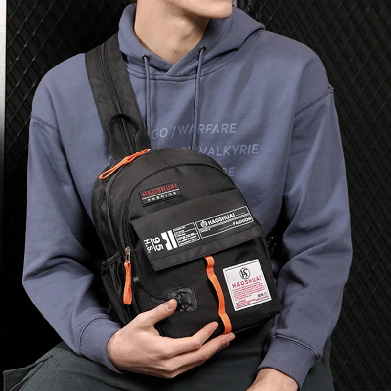 High Quality Nylon Men Backpack Travel Sling Chest Bags 2024 New Multi-Functional Shoulder Bag Male Knapsack Small Rucksack New