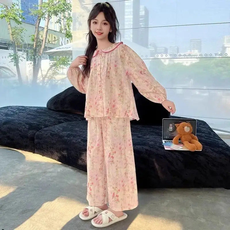 

Новинка 2023 года, детская домашняя одежда принцессы, комплект одежды для сна с длинными рукавами для малышей, весенне-осенняя удобная одежда с кондиционером