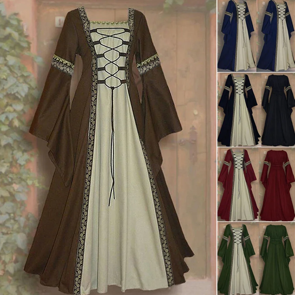 

Cosplay Party Outfit M Red Wine Medieval Court Dress Long Sleeve Gothic Dress Cosplay Costume Gothic Vintage Costume