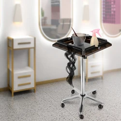 Hairstylist regolabile Rolling Salon Tray carrello portautensili per l'estensione dei capelli carrello portaoggetti per parrucchieri rimovibile