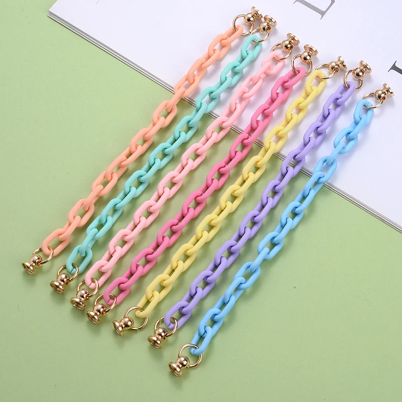 Candy 7 Color Acrylic Women Charm Mobile Phone Chain Key Chain Phone Lanyard Hold Straps Jewelry Accessories Anti-Lost Wholesale