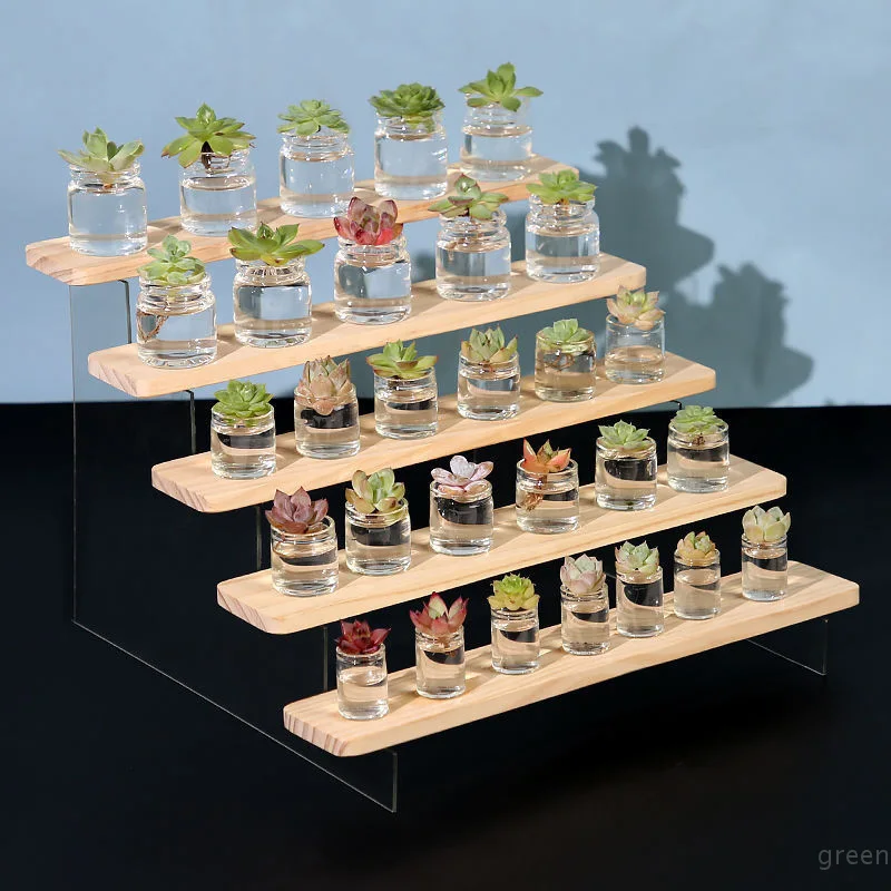 2/3/4 Tier Acrylic Shelf Perfume Wooden Display Stand Cosmetic Makeup Figure Doll Organizer Shelf Organizer Bathroom Storage
