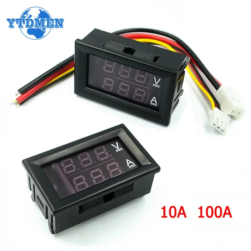 DC 0-100V 10A 100A LED Digital Voltmeter Ammeter Dual Display Voltage Detector Current Meter DSN-VC288 Module