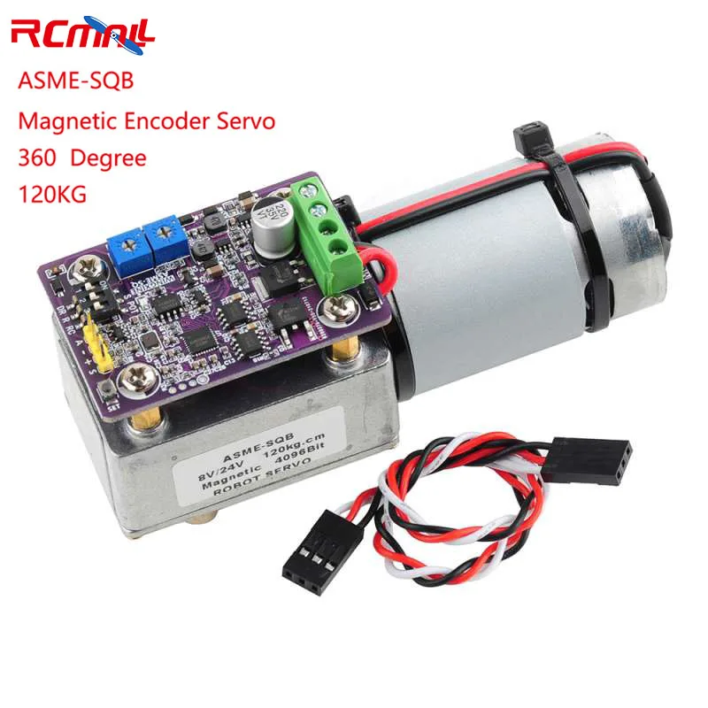 RCmall ASME-SQB Magnetic Encoder Servo 360 Degree 120KG for Robot Arm Valve Control